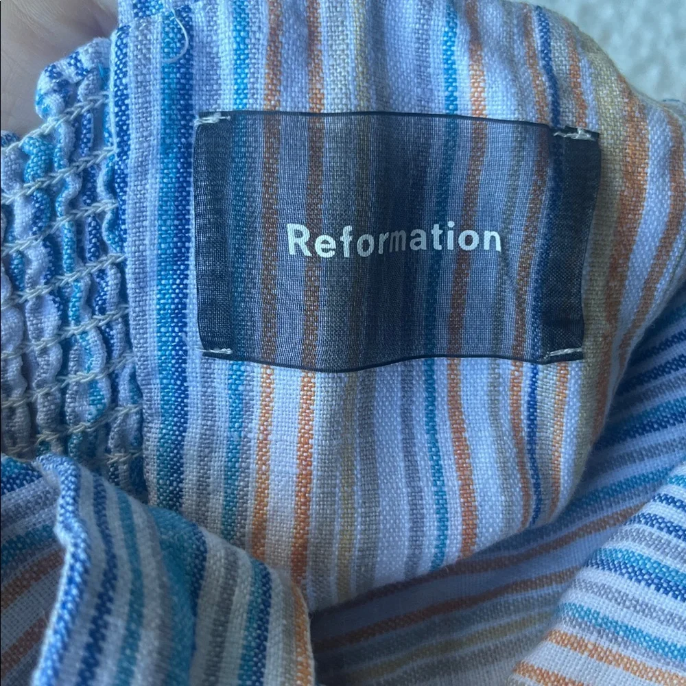 Reformation Island Linen Romper‎ Marbella Stripe 0